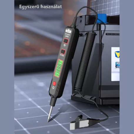 Multifunkciós autós feszültség áramkör-teszter, szakadás kereső és ellenállás vizsgáló, 100V DC, LED világítás, fekete