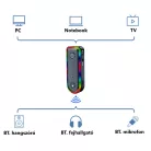 Bluetooth v5.3 transzmitter, kétirányú jelátvitel, beépített mikrofon, multifunkcionális, RGB LED, fekete