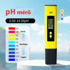 Digitális pH mérő, pH 0–14 ±0,1, akváriumhoz, úszómedencéhez, víztartályokhoz, sárga