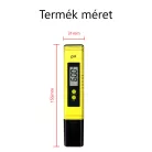 Digitális pH mérő, pH 0–14 ±0,1, akváriumhoz, úszómedencéhez, víztartályokhoz, sárga