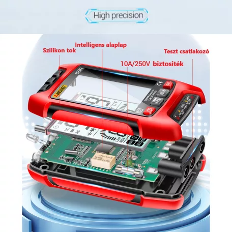 ANENG® Intelligens digitális multiméter, 3” LCD kijelző, DC/AC áramot, feszültséget, ellenállást, frekvenciát tesztel, piros-fekete