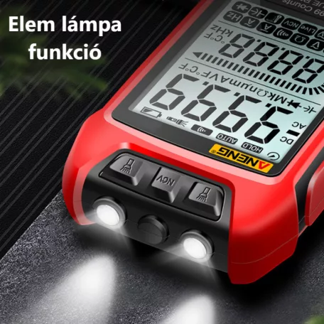 ANENG® Intelligens digitális multiméter, 3” LCD kijelző, DC/AC áramot, feszültséget, ellenállást, frekvenciát tesztel, piros-fekete