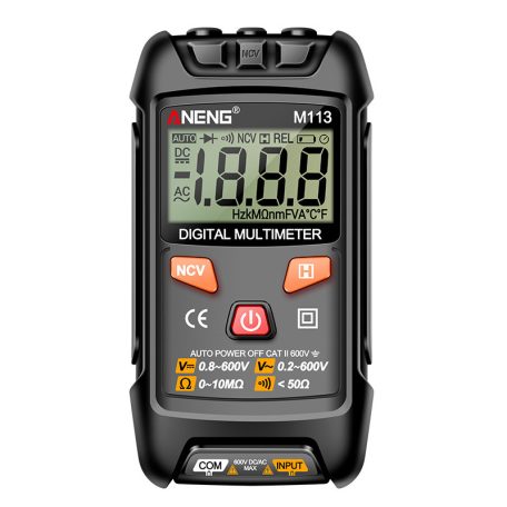 ANENG® Digitális multiméter, DC/AC feszültség, ellenállás mérés, NCV érintésmentes mérés, fekete