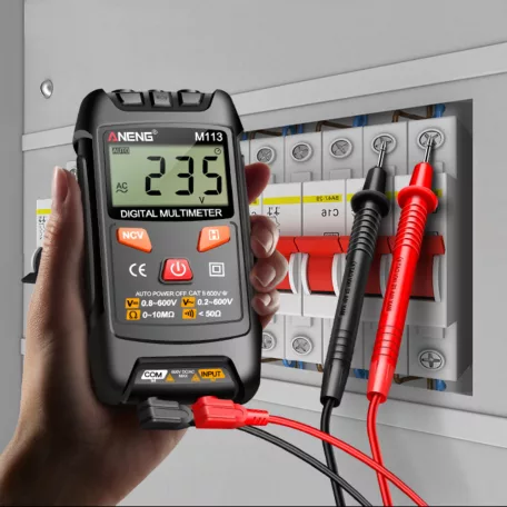 ANENG® Digitális multiméter, DC/AC feszültség, ellenállás mérés, NCV érintésmentes mérés, fekete