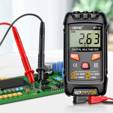 ANENG® Digitális multiméter, DC/AC feszültség, ellenállás mérés, NCV érintésmentes mérés, fekete