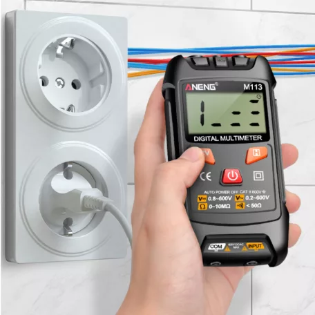ANENG® Digitális multiméter, DC/AC feszültség, ellenállás mérés, NCV érintésmentes mérés, fekete