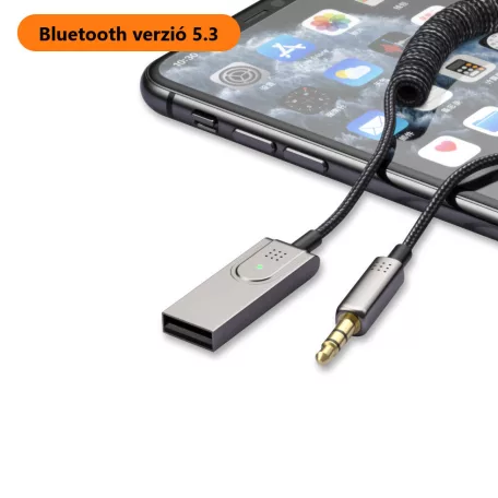 Bluetooth transzmitter, Bluetooth v5.3-ról 3.5mm Jackre, szürke