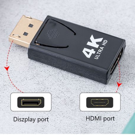 DisplayPort(apa) -> HDMI(anya) átalakitó adapter, HD 1080P, fekete