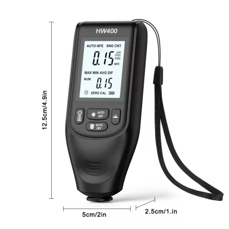 Autós festék rétegvastagság mérő, hordozható festékréteg vastagságmérő eszköz, alumínium- vagy autóipari acél felületeken, fekete