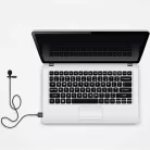 Lavalier sztereó mikrofon, csiptetős, USB-A csatlakozóval, vlogging, interjú, élő közvetítés, videofelvételhez, szélzaj-védő szivaccsal, fekete