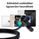 Lavalier sztereó mikrofon, csiptetős, 3.5mm Jack csatlakozóval, mobiltelefon/tablet/laptophoz, szélzaj-védő szivaccsal, fekete