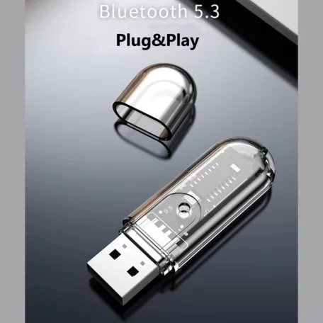 Bluetooth adapter, USB interfész, Plug&Play, Bluetooth V5.3, Kompatibilis Windows 10/11, MacOS, Linux rendszerekkel, átlátszó