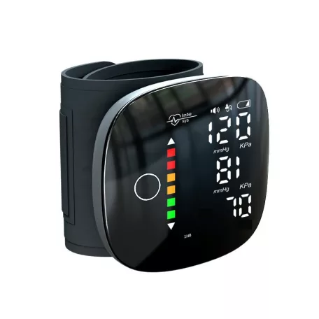 Digitális vérnyomásmérő, csuklós, LED kijelző, gyors automatikus mérés, 99 memória, USB töltés, fekete
