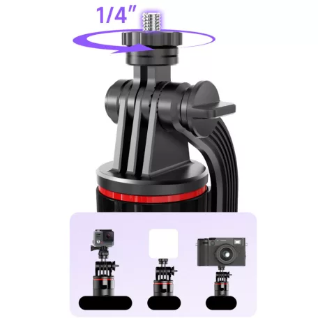 Mobiltelefon Képstabilizátor, AI követési technológia Gimbal, 1 tengelyes, tripodos szelfibot, 8 óra működési idő, fekete