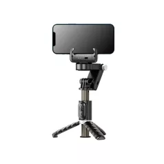   Mobiltelefon Képstabilizátor, automatikus követési funkció, 1 tengelyes Gimbal, vakus tripod, 360° forgatható, fekete