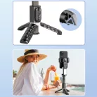 Mobiltelefon Képstabilizátor, automatikus követési funkció, 1 tengelyes Gimbal, vakus tripod, 360° forgatható, fekete