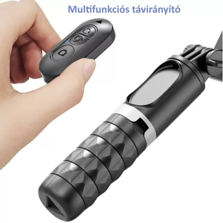 Mobiltelefon Képstabilizátor, automatikus követési funkció, 1 tengelyes Gimbal, vakus tripod, 360° forgatható, fekete