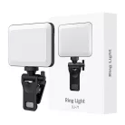 BOOYIIN® Hordozható LED szelfi világítás, mobiltelefonhoz/laptophoz, 360°-ban forgatható, állítható fényerő és színhőmérséklet, fekete