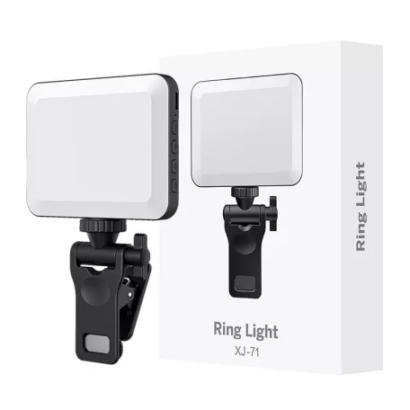 BOOYIIN® Hordozható LED szelfi világítás, mobiltelefonhoz/laptophoz, 360°-ban forgatható, állítható fényerő és színhőmérséklet, fekete