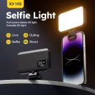 BOOYIIN® Hordozható LED szelfi világítás, mobiltelefon/laptophoz, 360°-ban forgatható, fényképezéshez/videókhoz/sminkhez, állítható fényerő és színhőmérséklet, fekete