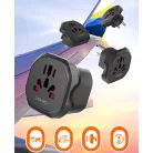 LDNIO® Univerzális utazó adapter, konnektor átalakító, EU-s aljzatba, EU/UK+AU+USA+CN csatlakozó, fekete