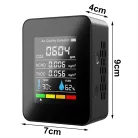 Multifunkciós formaldehid mérőkészülék, 5az1-ben, Szén-dioxid-detektor, CO2, hőmérséklet, páratartalom monitor, fekete