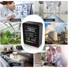 Multifunkciós formaldehid mérőkészülék, 5az1-ben, Szén-dioxid-detektor, CO2, hőmérséklet, páratartalom monitor, fekete
