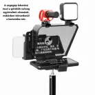Suban® hordozható súgógép, olvasóeszköz DSLR / okostelefonokhoz, szűkítőgyűrűvel, 2db vakupapucs foglalat + 1/4" rögzítő csavarmenet, élő közvetítéshez vagy interjúhoz, fekete