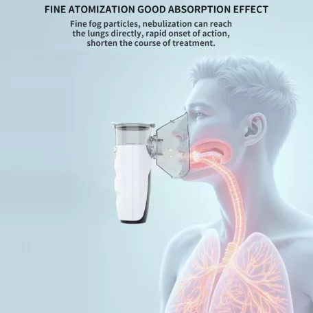Ultrahangos inhalátor, csendes technológia, állítható porlasztó, szemnedvesítő készülék, gyerekeknek és felnőtteknek, fehér/fekete
