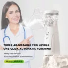 Hordozható ultrahangos inhalátor, mikrohálós porlasztó, csendes technológia, tölthető akkuval, gyerekeknek és felnőtteknek, fehér