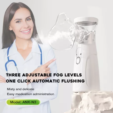 Hordozható ultrahangos inhalátor, mikrohálós porlasztó, csendes technológia, tölthető akkuval, gyerekeknek és felnőtteknek, fehér