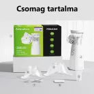 Hordozható ultrahangos inhalátor, mikrohálós porlasztó, csendes technológia, tölthető akkuval, gyerekeknek és felnőtteknek, fehér
