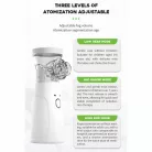 Hordozható ultrahangos inhalátor, mikrohálós porlasztó, csendes technológia, tölthető akkuval, gyerekeknek és felnőtteknek, fehér