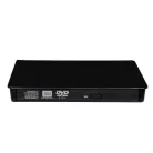 Hordozható külső CD/DVD író, USB/USB-C kettős interfész, DVD-8x/CD-24x írási sebesség, USB 3.0, Plug&Play, fekete 
