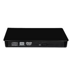   Hordozható külső CD/DVD író, USB/USB-C kettős interfész, DVD-8x/CD-24x írási sebesség, USB 3.0, Plug&Play, fekete 