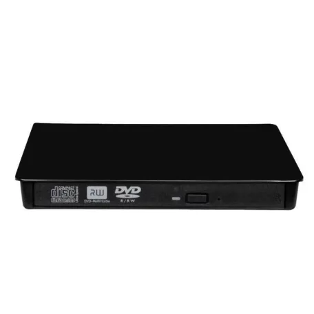 Hordozható külső CD/DVD író, USB/USB-C kettős interfész, DVD-8x/CD-24x írási sebesség, USB 3.0, Plug&Play, fekete 