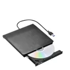 Hordozható külső CD/DVD író, USB/USB-C kettős interfész, DVD-8x/CD-24x írási sebesség, USB 3.0, Plug&Play, fekete 