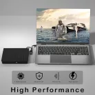 Hordozható külső CD/DVD író, USB/USB-C kettős interfész, DVD-8x/CD-24x írási sebesség, USB 3.0, Plug&Play, fekete 