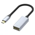 Type-C -> DisplayPort (anya) multimédiás adapter, USB 3.0, DP 1.4, 4K/144Hz, Plug&Play, ezüst/fekete