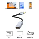 Type-C -> DisplayPort (anya) multimédiás adapter, USB 3.0, DP 1.4, 4K/144Hz, Plug&Play, ezüst/fekete