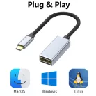 Type-C -> DisplayPort (anya) multimédiás adapter, USB 3.0, DP 1.4, 4K/144Hz, Plug&Play, ezüst/fekete