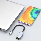 Type-C -> DisplayPort (anya) multimédiás adapter, USB 3.0, DP 1.4, 4K/144Hz, Plug&Play, ezüst/fekete
