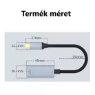 Type-C -> DisplayPort (anya) multimédiás adapter, USB 3.0, DP 1.4, 4K/144Hz, Plug&Play, ezüst/fekete