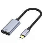 Type-C -> HDMI (anya) multimédiás adapter, USB 3.0, Ultra HD, 4K/60Hz, Plug&Play, ezüst/fekete