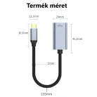 Type-C -> HDMI (anya) multimédiás adapter, USB 3.0, Ultra HD, 4K/60Hz, Plug&Play, ezüst/fekete