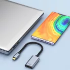 Type-C -> HDMI (anya) multimédiás adapter, USB 3.0, Ultra HD, 4K/60Hz, Plug&Play, ezüst/fekete