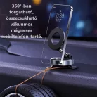Enja® univerzális mobiltelefontartó, MagSafe kompatibilis,szélvédőre és műszerfalra alkalmas, vákuumos tapadókoronggal, 360°-ban forgatható, fekete