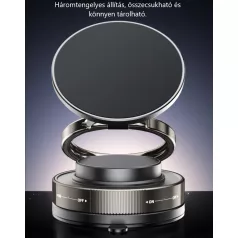   Enja® Mágneses mobiltelefontartó, univerzális vákuumos tapadókoronggal, MagSafe kompatibilis, szélvédőre és műszerfalra alkalmas, 360°-ban forgatható, fekete