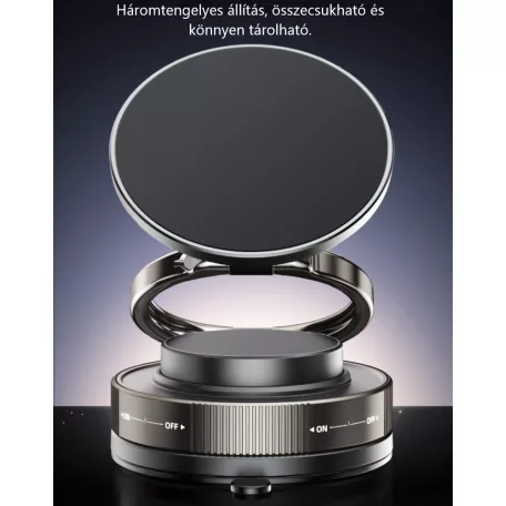 Enja® Mágneses mobiltelefontartó, univerzális vákuumos tapadókoronggal, MagSafe kompatibilis, szélvédőre és műszerfalra alkalmas, 360°-ban forgatható, fekete