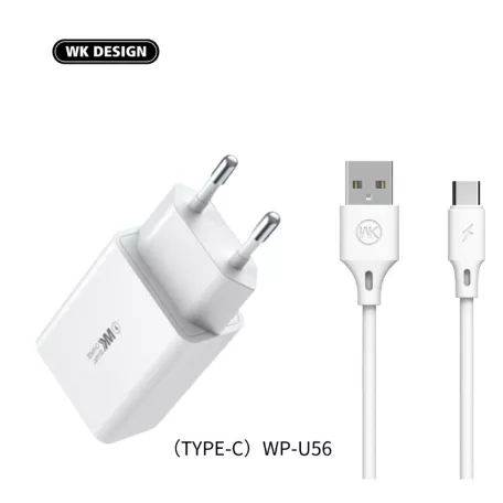 WEKOME® USB hálózati töltő adapter, 10W, 2 port, túlterhelés elleni védelem, fehér